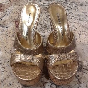 Chinese Laundry Wedge High Heel Sandal Gold